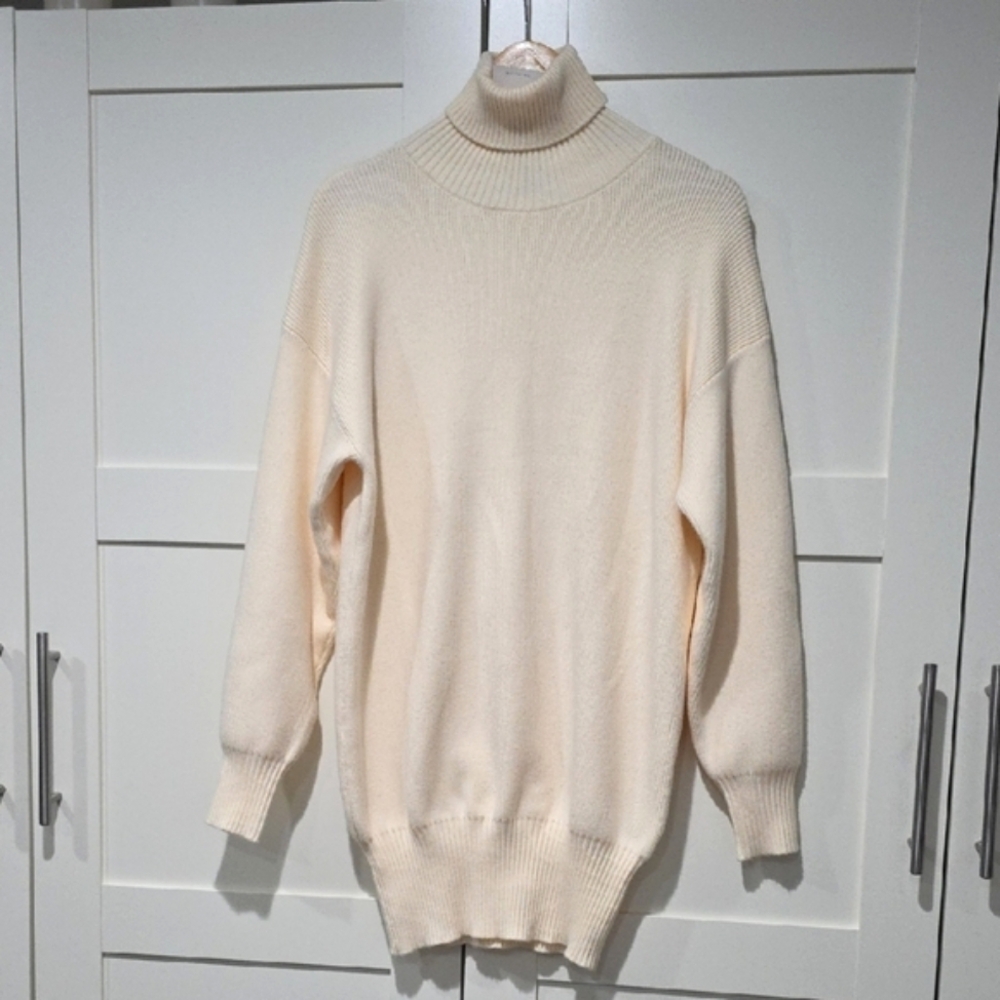 New Cream Long Sleeve Turtleneck Dress